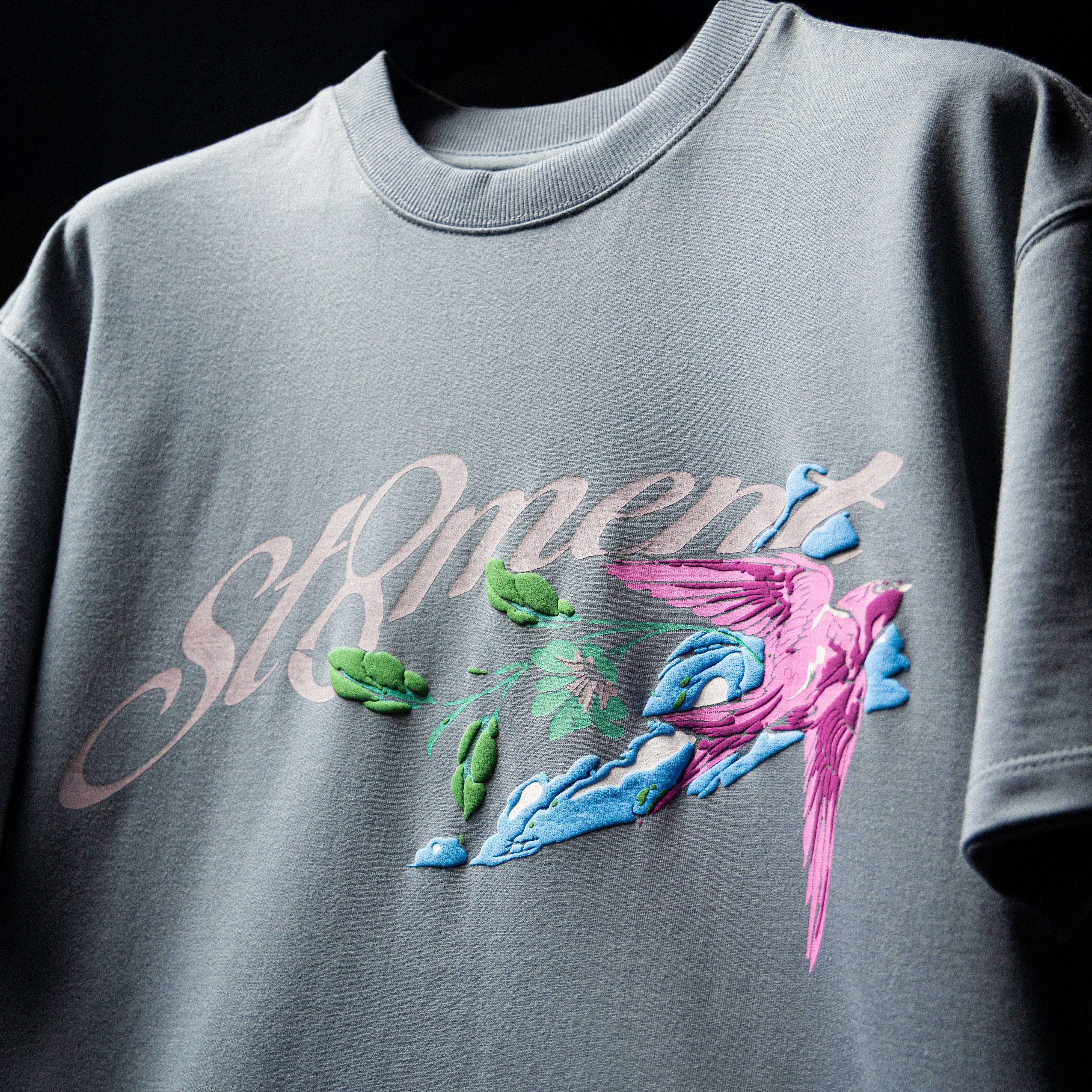 Grey oversized bird moon tshirt