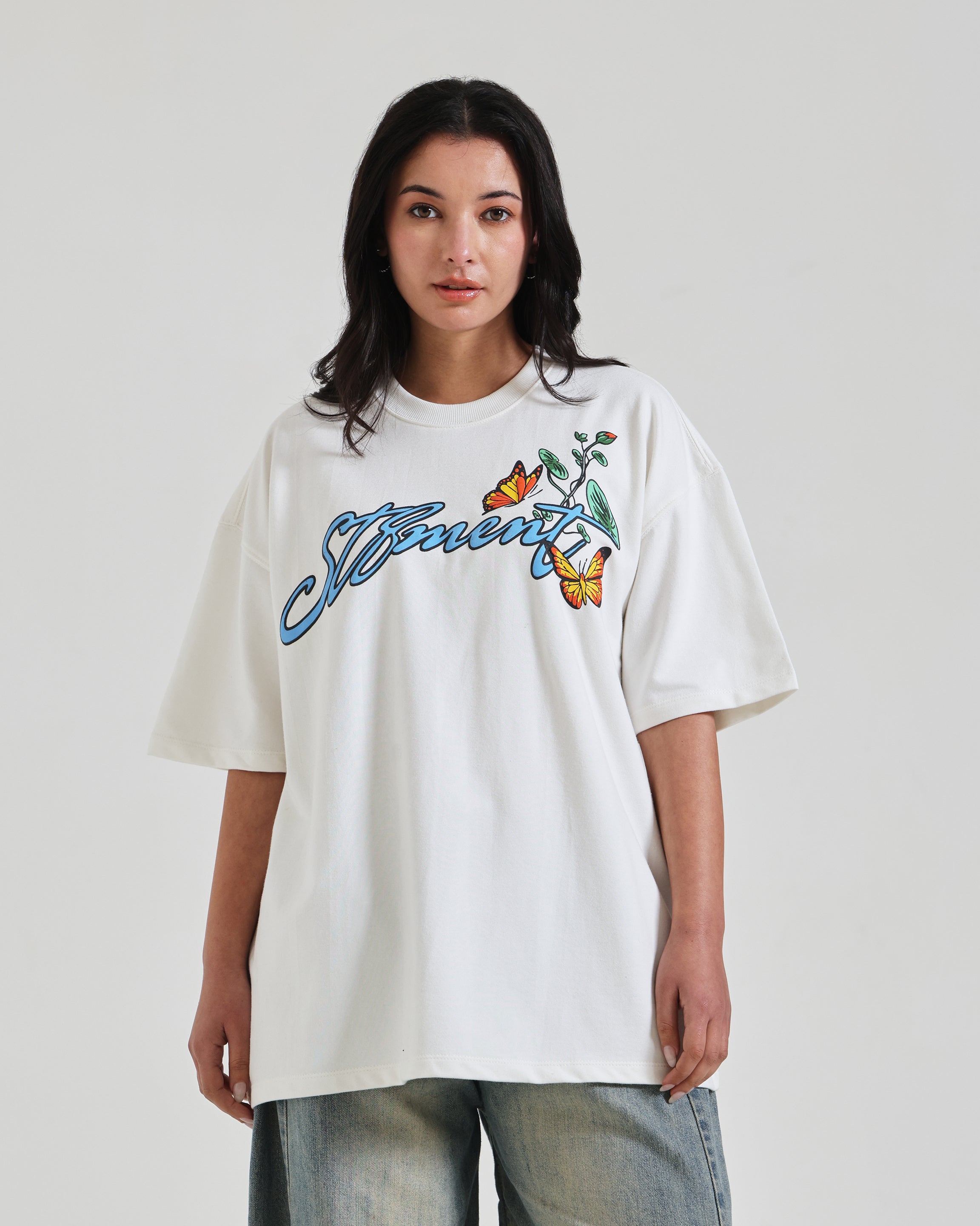 WHITE OVERSIZED BUTTERFLY T-SHIRT