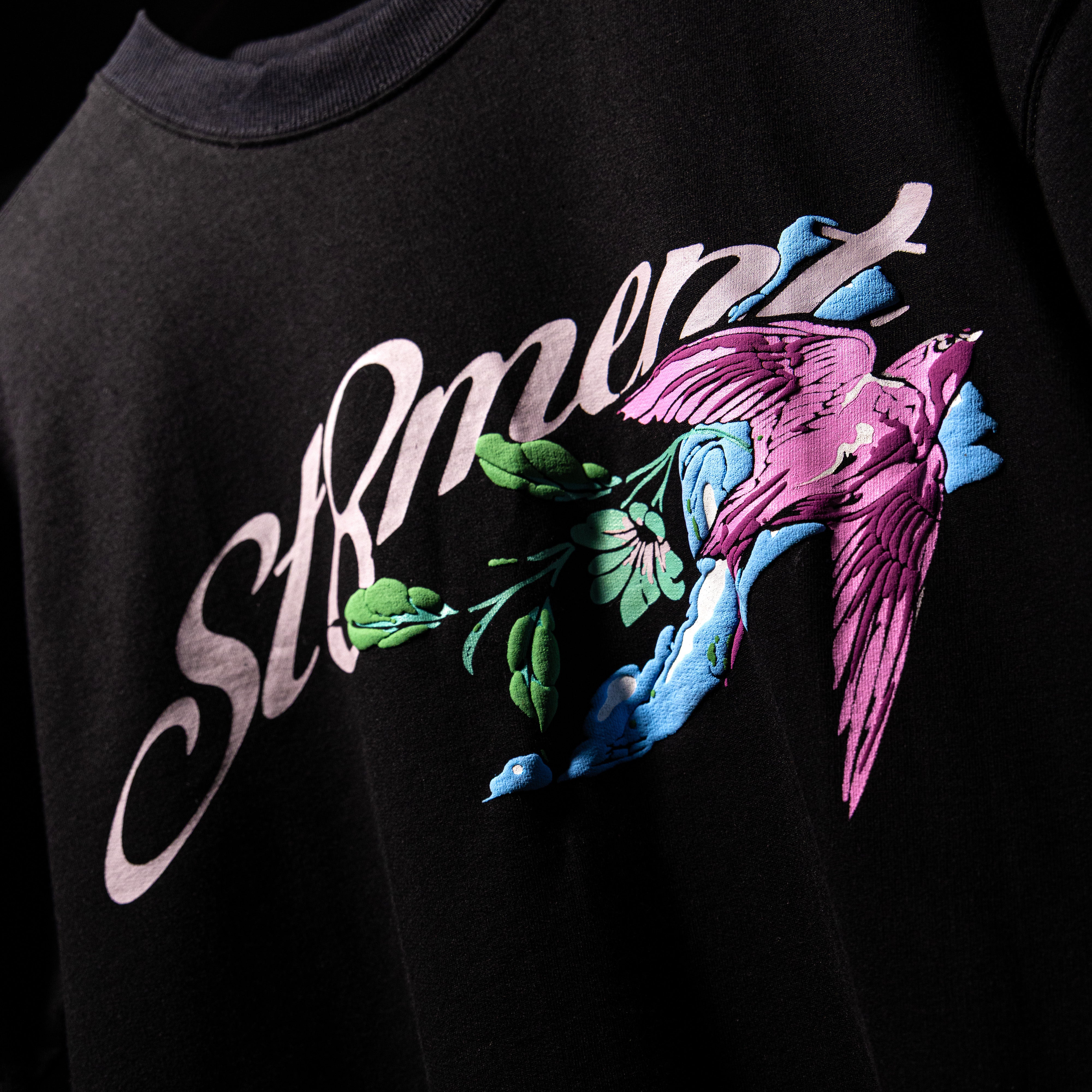 Black oversized Bird moon t-shirts